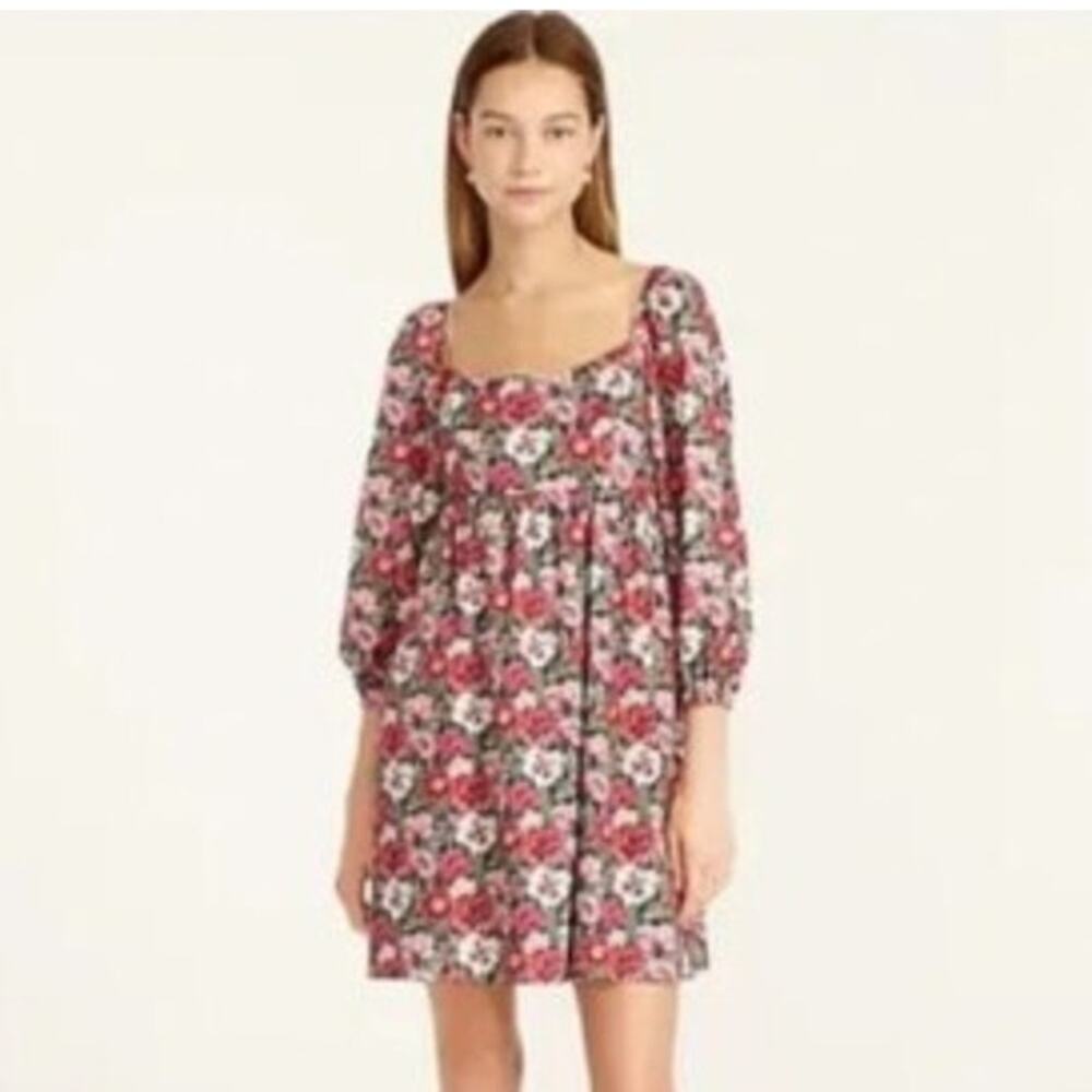 J. Crew Puff-Sleeve Mini Dress Liberty Poppy Amelie Floral Women's 8 Cottage